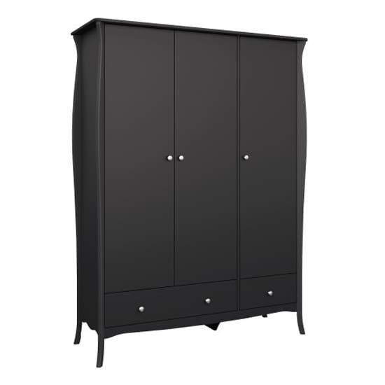 braque wooden wardrobe 3 doors 2 drawers black