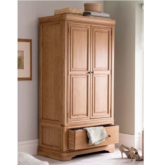 carmen wooden wardrobe natural 2 doors 1 drawer