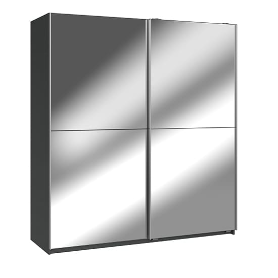 carra sliding door wooden wardrobe graphite 2 mirrors