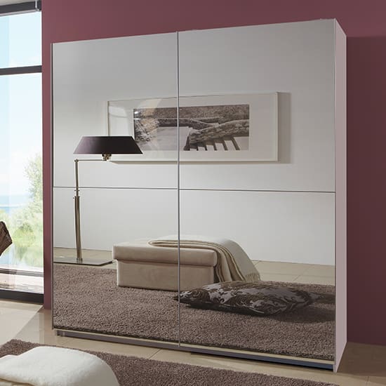 carra sliding door wooden wardrobe white 2 mirrors