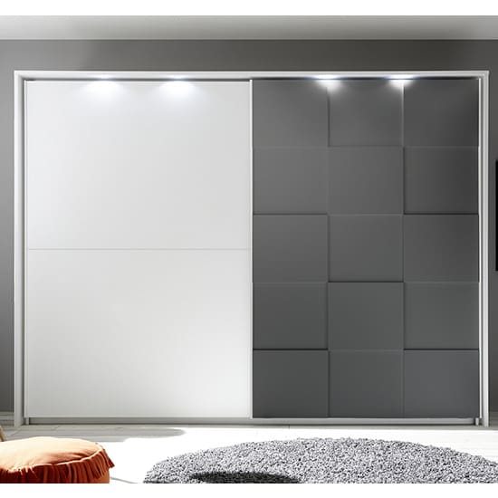 cattio led 3d design wooden wardrobe matt grey