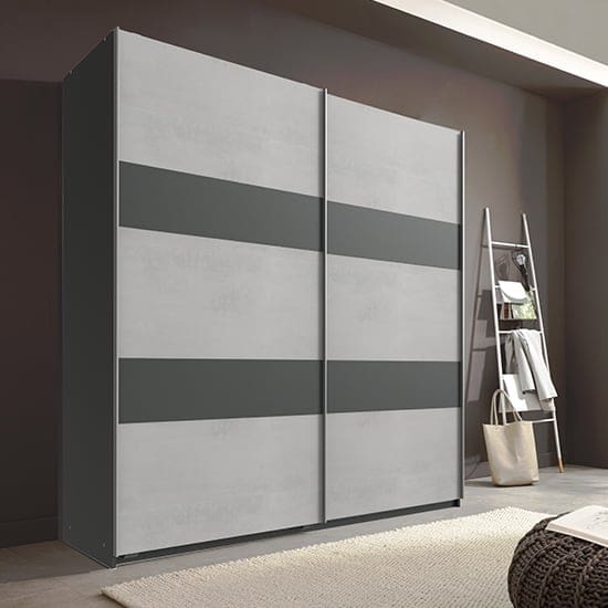 chess sliding door wardrobe light grey and graphite