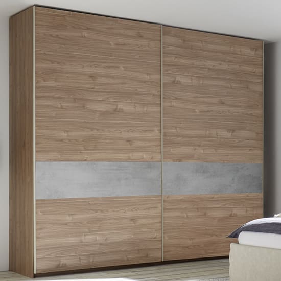 civica sliding door wardrobe stelvio walnut cement