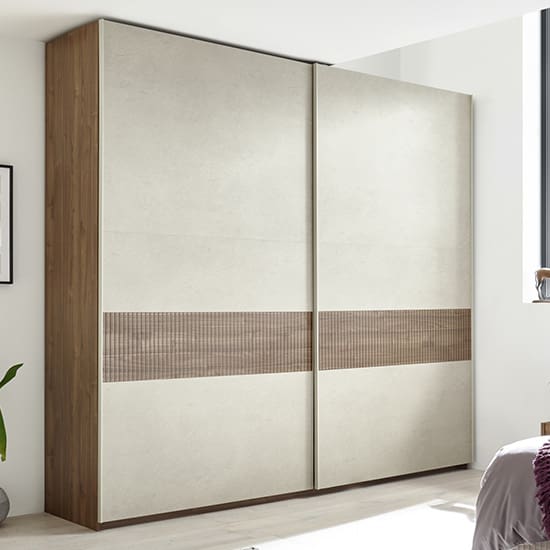 civica wide sliding door wardrobe dark walnut serigraphed