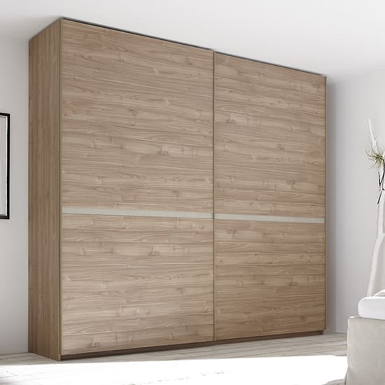 civics wide sliding door wooden wardrobe stelvio walnut