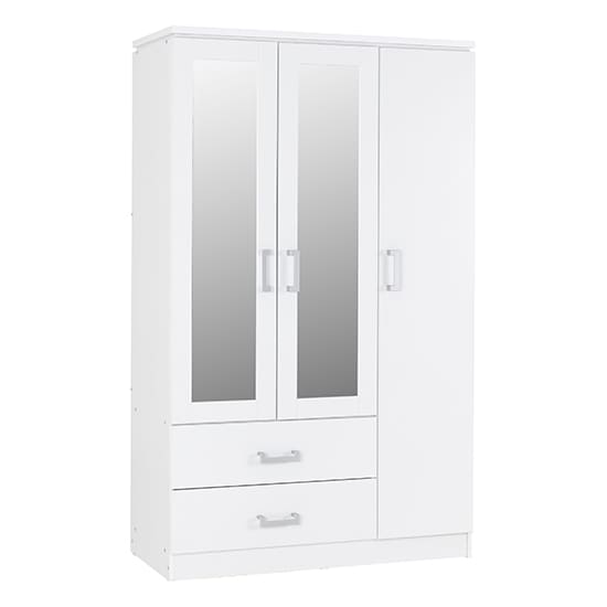 crieff mirrored wardrobe 3 doors 2 drawers white