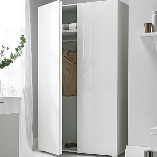 curio modern wardrobe white high gloss 2 doors new