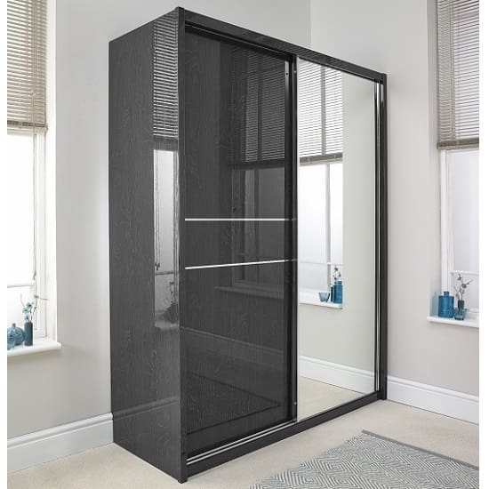 devito sliding wardrobe grey grain effect 1