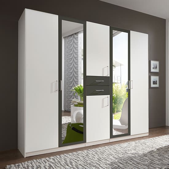 diver mirrored wooden wardrobe white graphite