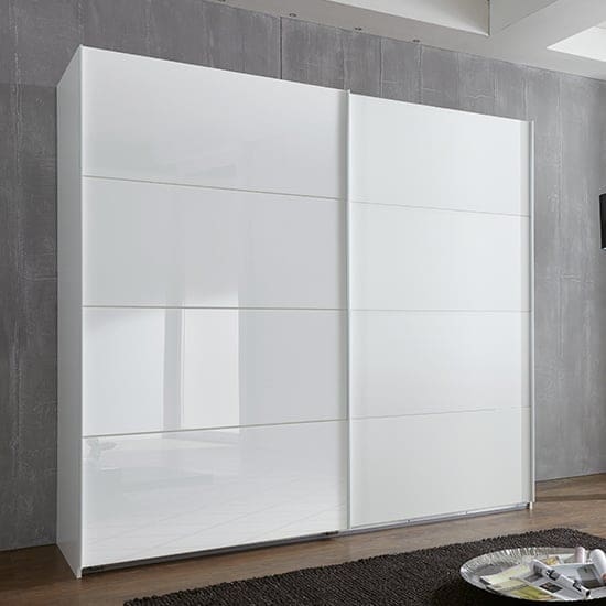 ernesto sliding door wide wooden wardrobe white