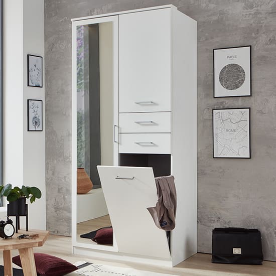 frankfurt mirrored wooden wardrobe white