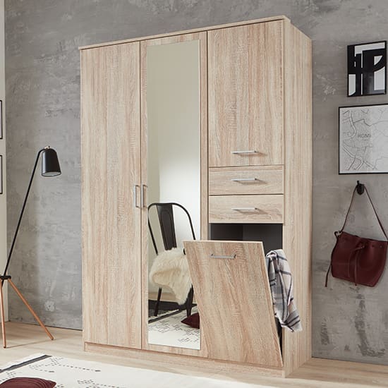 frankfurt wooden wardrobe oak effect with 1 mirror