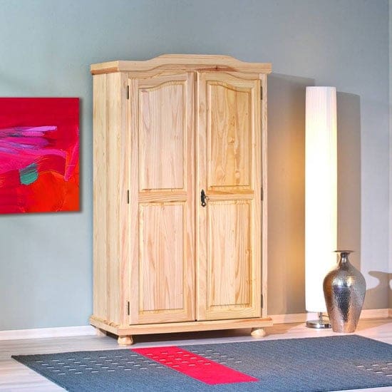 genf wooden wardrobe solid pine natural 2 doors