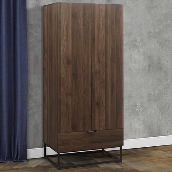 houston wardrobe 2 doors 1 drawer walnut