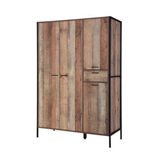 hoxton wooden wardrobe distressed oak 4 doors