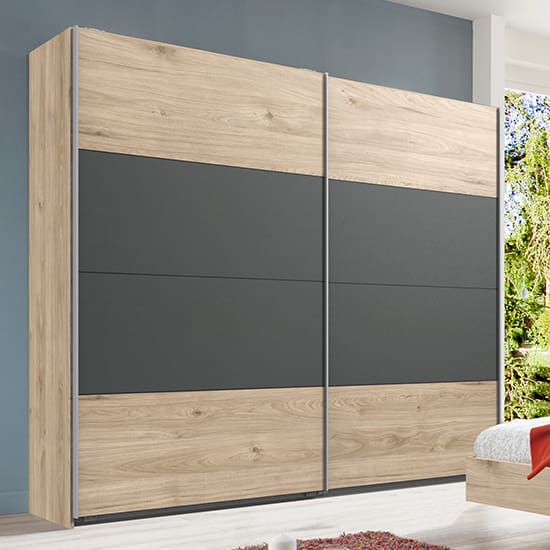 jenny sliding door wooden wardrobe hickory oak graphite