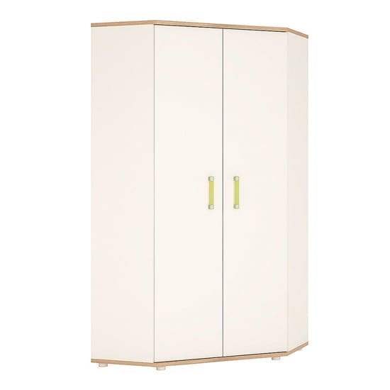 kaas wooden corner wardrobe white high gloss oak