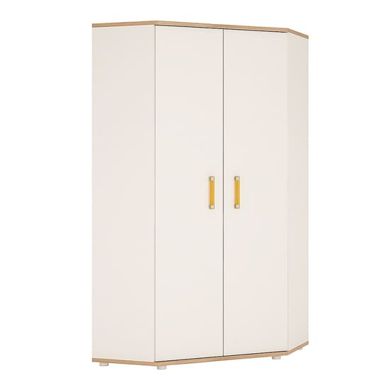 kepo wooden corner wardrobe white high gloss oak