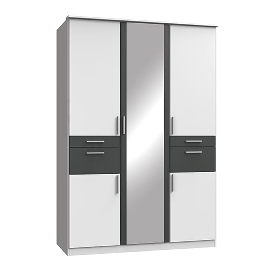 koblenz mirrored 4 drawers wardrobe white graphite