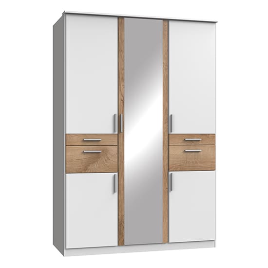 koblenz mirrored 4 drawers wardrobe white planked oak