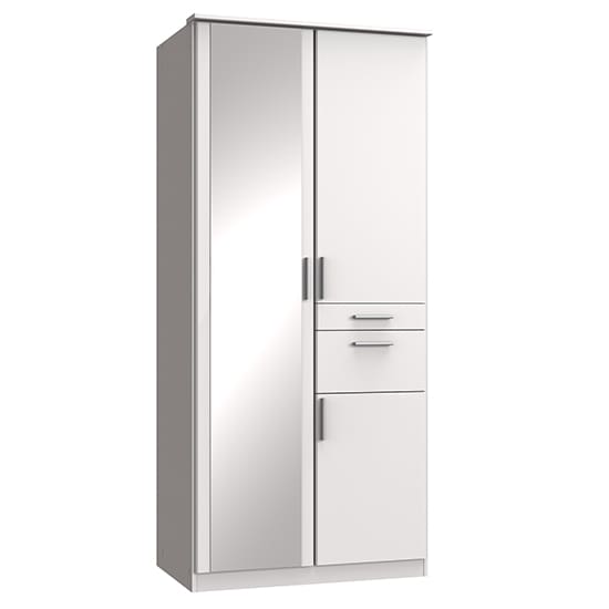 koblenz mirrored wooden wardrobe white