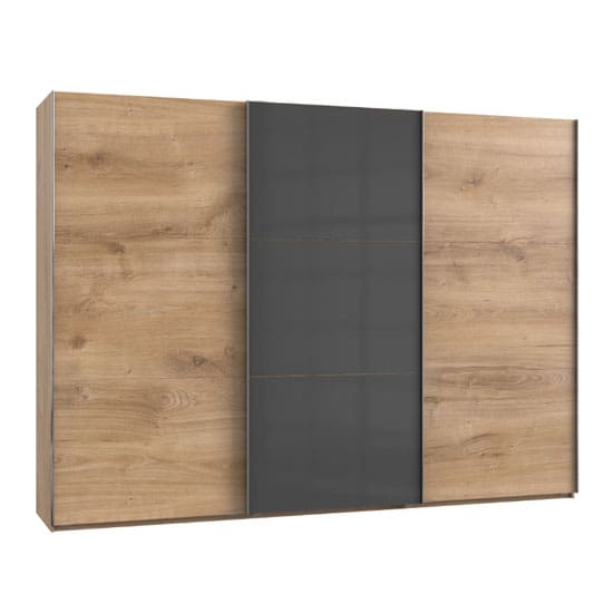 koyd mirrored sliding wardrobe grey planked oak 3 doors