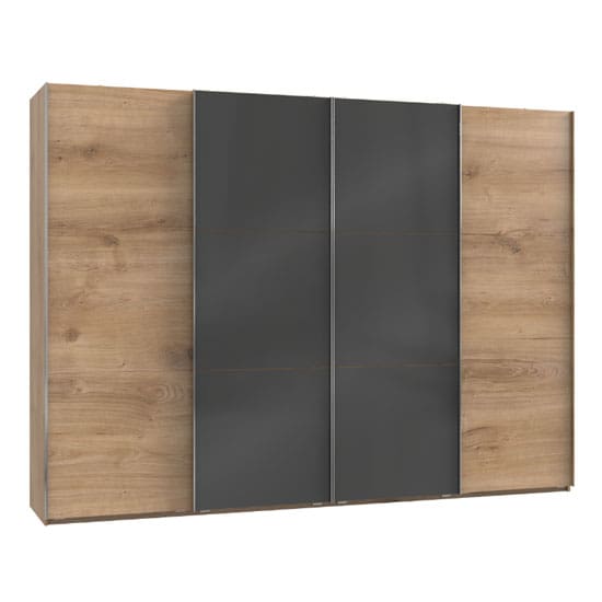 koyd mirrored sliding wardrobe grey planked oak 4 doors