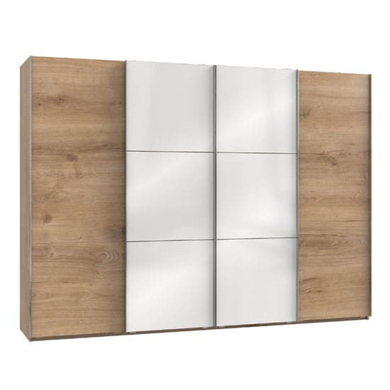 koyd mirrored sliding wardrobe white planked oak 4 doors