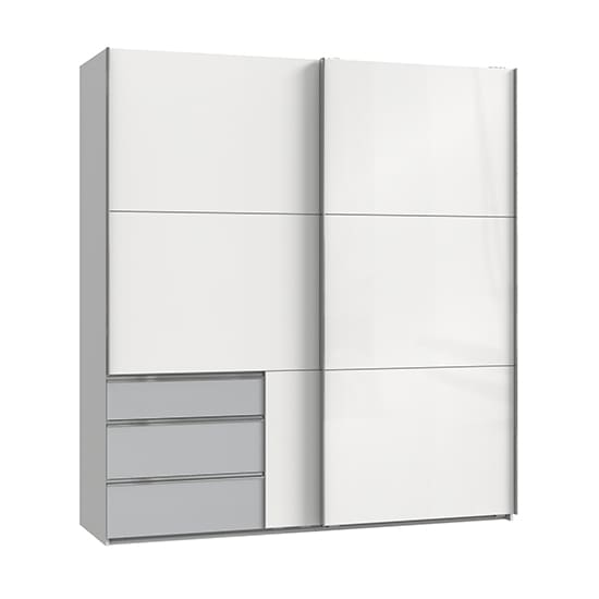 kraz wood sliding wardrobe high gloss white light grey