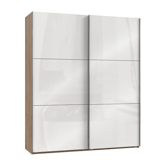 kraza sliding dr wardrobe gloss white and planked oak