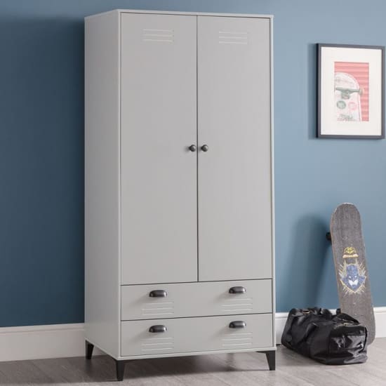 lenoir wardrobe grey 2 doors 2 drawers