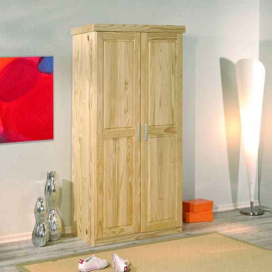 leon wooden wardrobe natural oak 2 doors