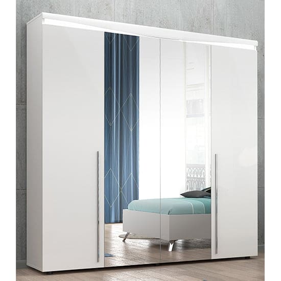 lice led wooden wardrobe white high gloss 4 doors