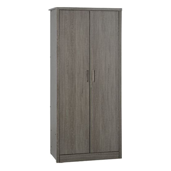 lisbon wooden wardrobe black wood grain 2 doors