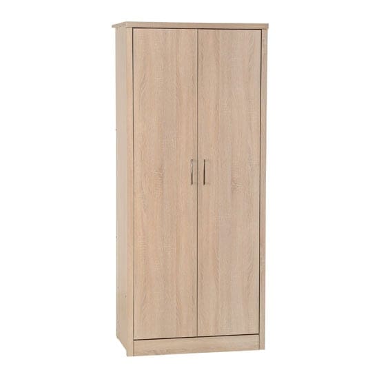 lisbon wooden wardrobe light oak effect veneer 2 doors