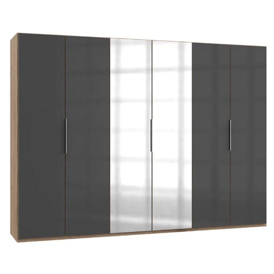 lloyd mirrored wardrobe gloss grey planked oak 6 doors