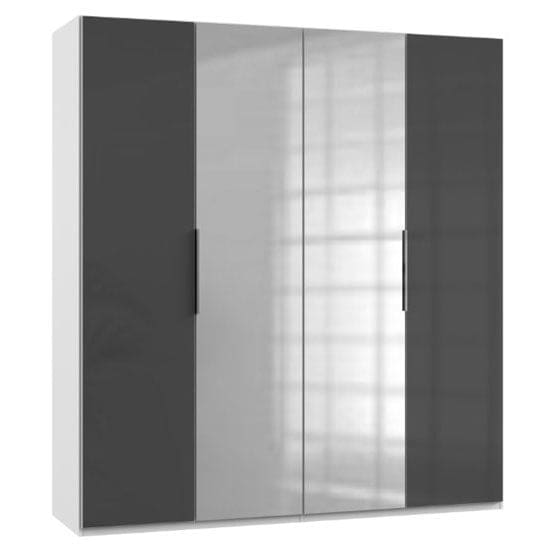 lloyd mirrored wardrobe gloss grey white 4 doors