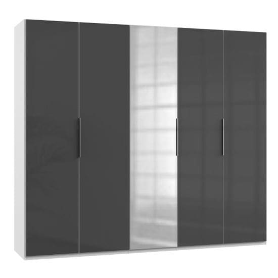 lloyd mirrored wardrobe gloss grey white 5 doors