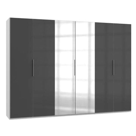 lloyd mirrored wardrobe gloss grey white 6 doors