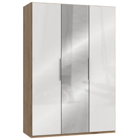 lloyd mirrored wardrobe gloss white planked oak 3 doors