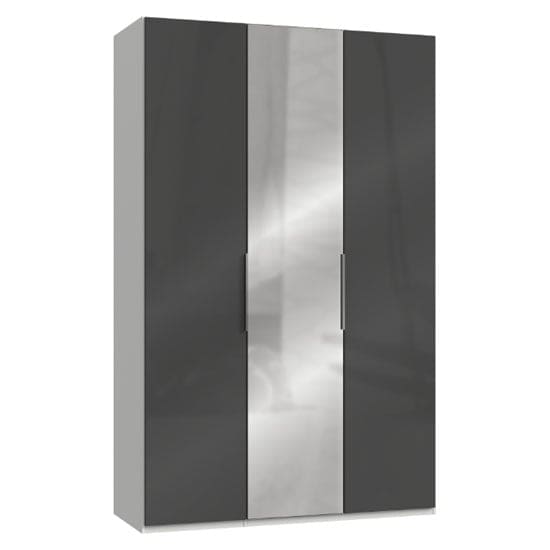 lloyd tall mirrored wardrobe gloss grey white 3 doors