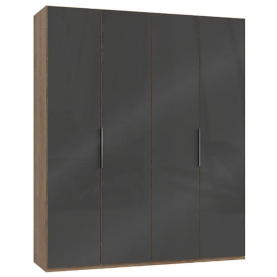 lloyd tall wardrobe gloss grey planked oak 4 doors