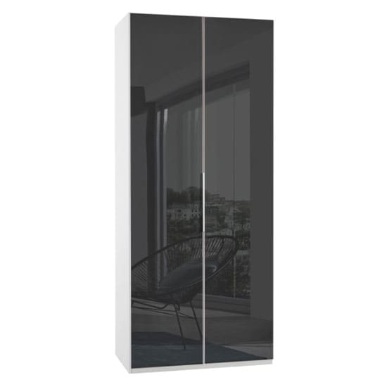 lloyd tall wardrobe gloss grey white 2 doors