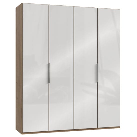 lloyd tall wardrobe gloss white planked oak 4 doors