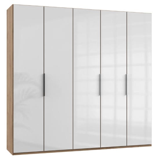 lloyd tall wardrobe gloss white planked oak 5 doors