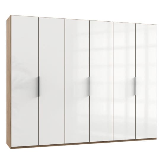 lloyd tall wardrobe gloss white planked oak 6 doors