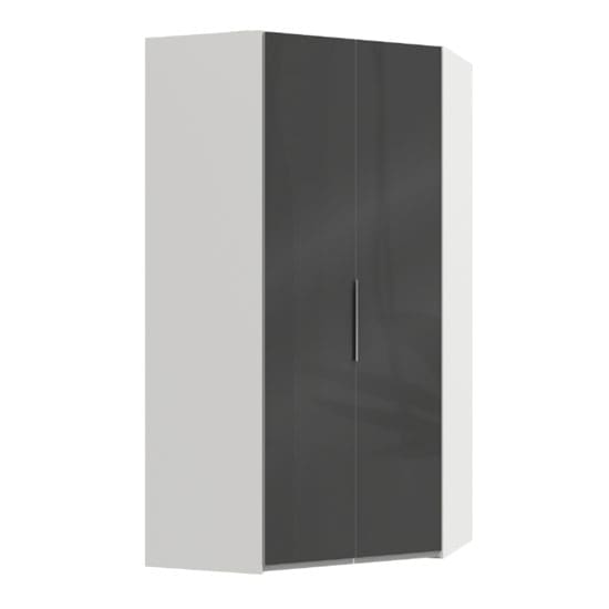 lloyd tall wooden corner wardrobe gloss grey white