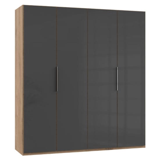 lloyd wooden wardrobe gloss grey planked oak 4 doors