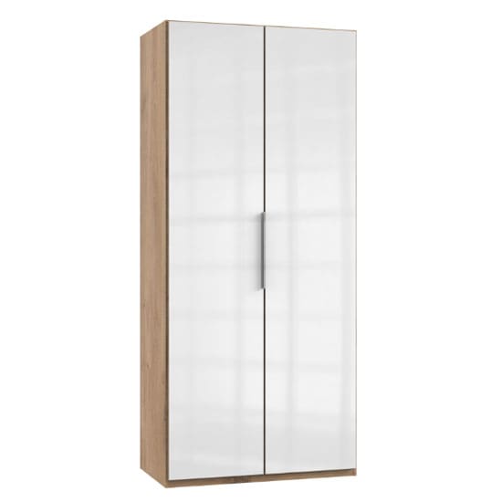 lloyd wooden wardrobe gloss white planked oak 2 doors