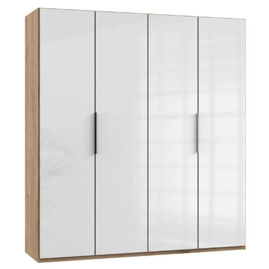 lloyd wooden wardrobe gloss white planked oak 4 doors